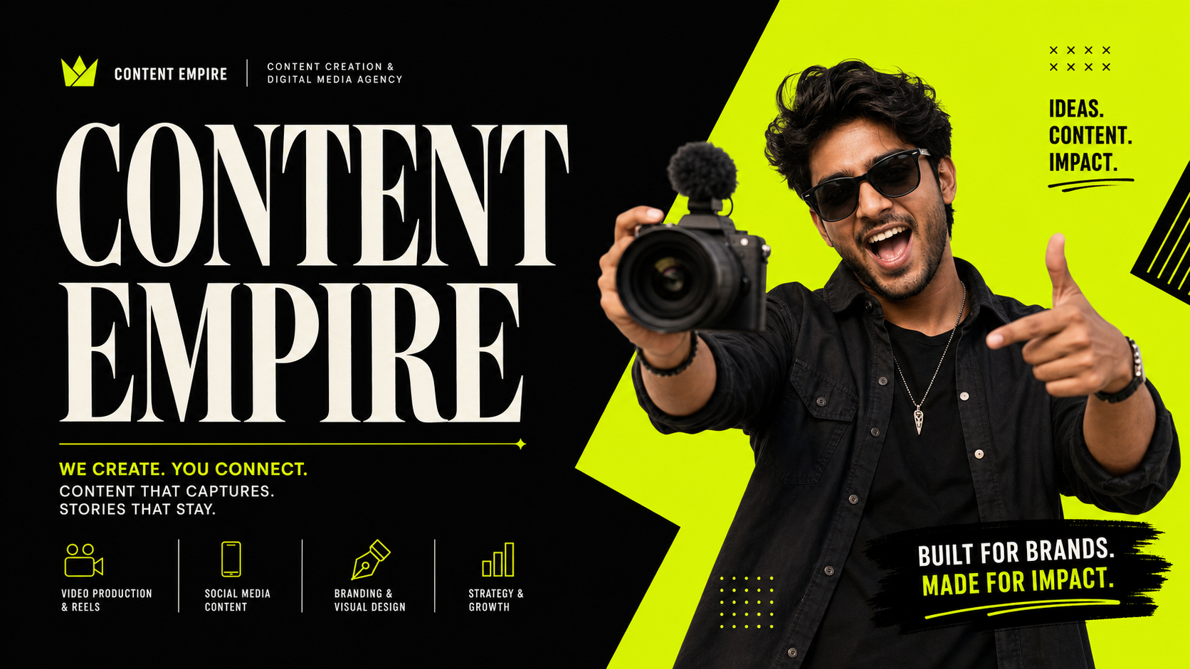 Content creator with camera — Digital Vibe hero